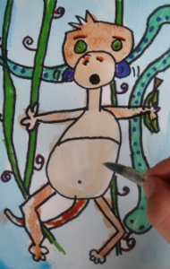 easy to draw a monkeywith a banana