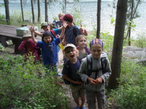Time to head back and we all feel energized from our outdoor art class.