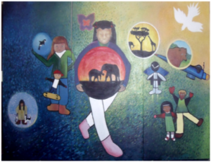  Nelson Christian Community School Mural of Hope and Dreams. 2013 / !2 feet by 8feet.